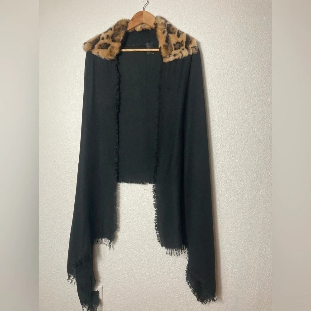 NWT aW accessories modal wool alpaca blend scarf cape wrap poncho animal print
